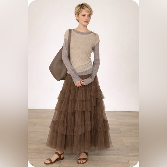 Hand Crafted Dresses & Skirts - Hand Crafted Chocolate Tulle A-Line Skirt